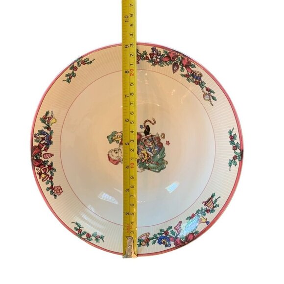 Fitz & Floyd Santas List Serving Bowl 1994 Christmas Holiday Stoneware VTG - Picture 5 of 7